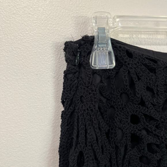 Express Crochet Midi Skirt Size 4 Black Boho Whimsygoth Sheer Overlay NWT - Picture 7 of 8